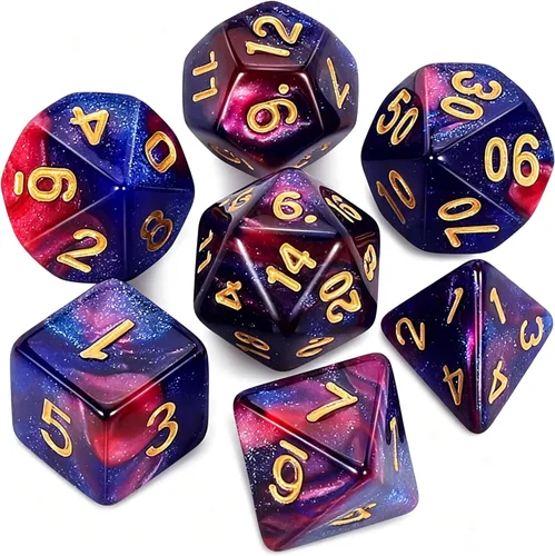 Miniatura 10 de QMAY DND Juego de Dados - 7 Piezas de Dados Poliédricos con Bolsa de Dados D&D para Mazmorras y Dragones, RPG, MTG, Juegos de Rol