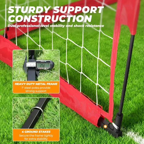 Miniatura 4 de Portería de fútbol, portería de fútbol de 12 x 6 pies para patio trasero, red de fútbol portátil para entrenamiento de práctica al aire libre