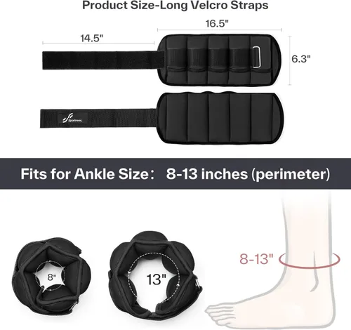 Miniatura 5 de Sportneer Adjustable Ankle/Wrist Weights for Men Women Kids, Weighted Leg & Cuff Strength Training for Yoga Walking Running Aerobics Gym Fitness