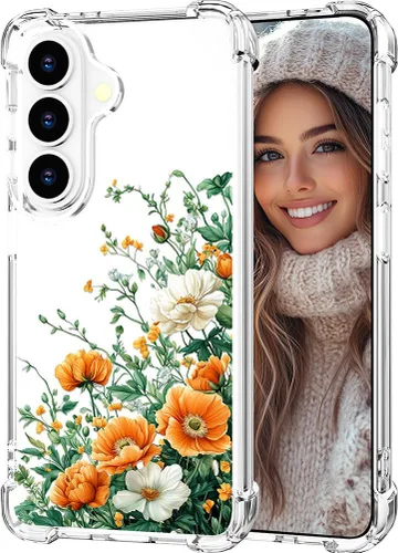 Miniatura 139 de Hungo Funda compatible con Samsung Galaxy S23 con diseño floral y bonito diseño transparente, femenino para mujeres y niñas, con hermoso clavel
