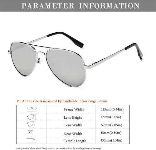 Miniatura 9 de HJSTES Gafas de sol polarizadas de aviador para niñas y niños gafas clásicas para jóvenes lentes de protección UV400 2047in