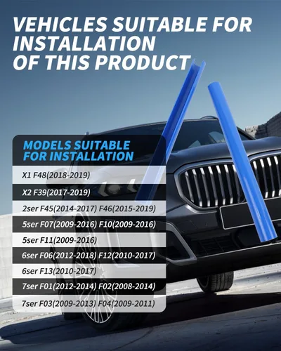 Miniatura 5 de Molduras de rejilla para BMW Serie 2 5 6 7 X1 X2, M-Performance V Brace Wrap Covers para BMW F10 F11 F45 F12 F13 F01 F02 F48 (F10 F48, azul)