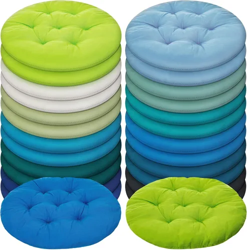 Tinideya 24 Piezas Cojines Redondos de Suelo Almohadas de Suelo Cojines de Asiento de Meditación Asientos Flexibles para Adultos y Niños, Cojines de