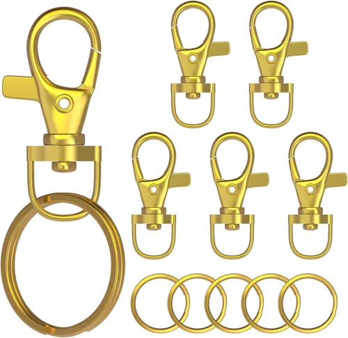 Miniatura 7 de sprookber 100 piezas de cierre de pinza de langosta de metal con llavero, llaveros para manualidades, joyería para llaves, manualidades, clips