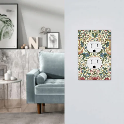 Miniatura 483 de Placa Decorativa de Pared de Granja Rústica con Cuerno de Madera para Puerta de Granero 1 Banda Duplex Cubiertas de Toma Eléctrica Soltera