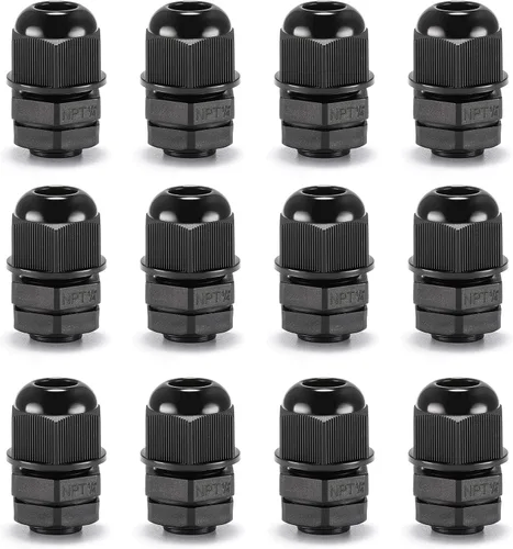 Miniatura 13 de QILIPSU Prensaestopas de nailon NPT de 1/2, impermeable, IP68 ajustable, para cable de 0.236-0.472 in de diámetro (1/2 NPT, 12 unidades)