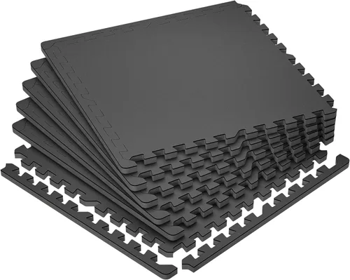 SUPERJARE Alfombrillas extra gruesas de 0.79 pulgadas, 6 piezas de baldosas de goma de 24 pies cuadrados con espuma EVA de alta densidad, suelo de