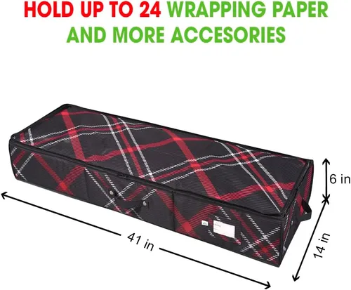 Miniatura 5 de Propik Contenedor de almacenamiento de papel de regalo, organizador de papel de regalo debajo de la cama, 41 x 14 x 6 pulgadas, soporte de caja