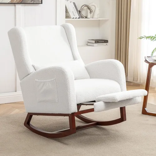 Miniatura 14 de HCHAIRH Rocking Chair Nursery, Nursery Rocking Chairs with Foot Rest, Comfy Glider Rocker Nursing Chair with Back Pillow for Nursing, Living Room