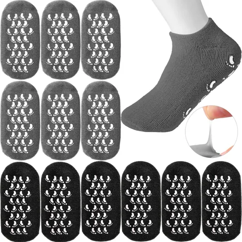 JaGely 6 pares de calcetines hidratantes, calcetines de gel suave para pies secos y agrietados, pieles forradas de gel para el cuidado de los pies,