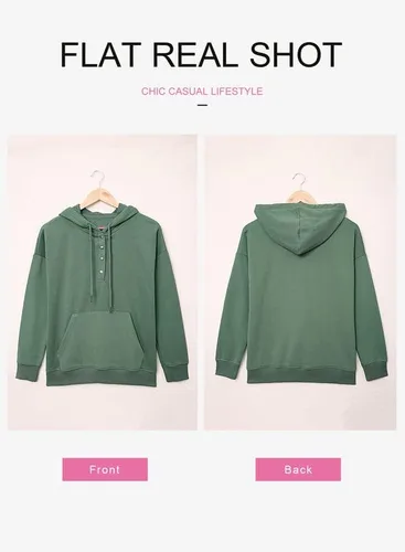 Miniatura 3 de Dokotoo - Sudaderas con capucha para mujer, con cuello de botón y cordón de ajuste, sudaderas casuales de manga larga