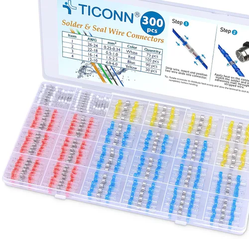 Miniatura 13 de TICONN - Conectores de alambre de sello de soldadura, conectores termorretráctiles, terminales de cable eléctrico impermeables y aislados, empalme a