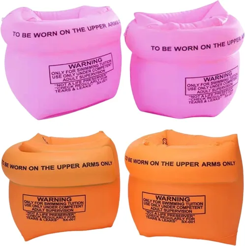 Miniatura 12 de Paquete de 2 a 4 flotadores de brazo para niños y adultos, flotadores de piscina, anillo de natación inflable, mangas flotantes de PVC para niños