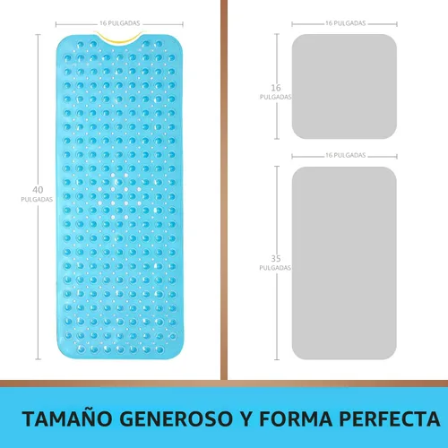 Miniatura 4 de Sheepping Alfombra de baño para bebé antideslizante extra larga para niños, de 40 x 16 pulgadas, alfombrilla de baño ecológica con 200 ventosas Azul