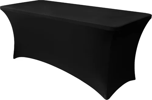 Miniatura 50 de Obstal Funda de mesa de elastano elástica de 4 pies para mesas plegables estándar, paquete de 2 manteles rectangulares universales ajustables