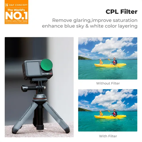 Miniatura 3 de K&F Concept - Kit de filtro ND PL Compatible con DJI Osmo Action 5 Pro/Osmo Action 4, 4 paquetes de filtro CPL ND8 ND16 ND32 de rosca, filtro