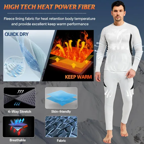 Miniatura 3 de romision Thermal Underwear for Men 2 Pack Long Johns Fleece Lined Hunting Gear Bottom Top Set Base Layer Cold Weather XS-4XL