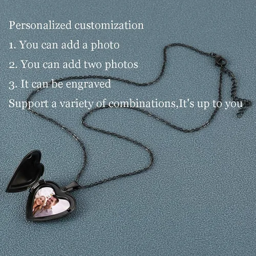 Miniatura 2 de Collar personalizado para foto con texto en forma de corazónse puede grabar cualquier nombre personalizado de silicona foto placa de perro de acero