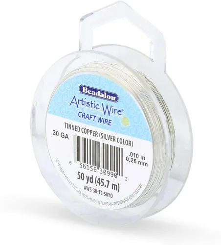 Miniatura 31 de Artistic Wire, alambre para manualidades de calibre 22 bañado en plata, resistente a las manchas, color cobre, blanco, 9,1 m