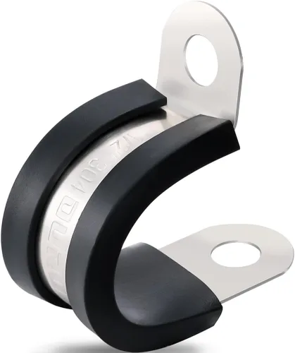 Miniatura 9 de OURU 100 piezas de abrazaderas de cable de 3/8 pulgadas, abrazaderas de cable de acero inoxidable 304 con revestimiento de goma acolchado y aislado