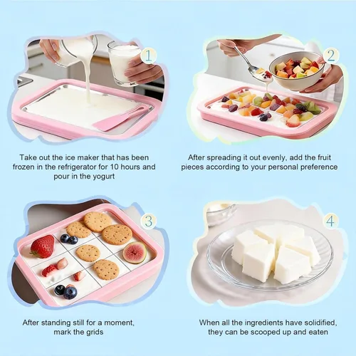 Miniatura 2 de Rolled Ice Cream Maker Kit, DIY Ice Cream Roll Tray with 2 Scrapers, No Electricity Required, Stainless Steel Freezing Plate for Rolled Ice Cream