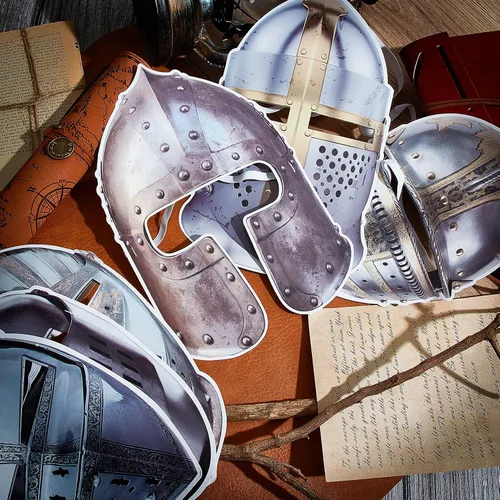 Miniatura 5 de Máscaras medievales de caballero para fiesta, de papel, decoración de fiesta medieval, para cosplay, caballero cruzado, máscara de soldado