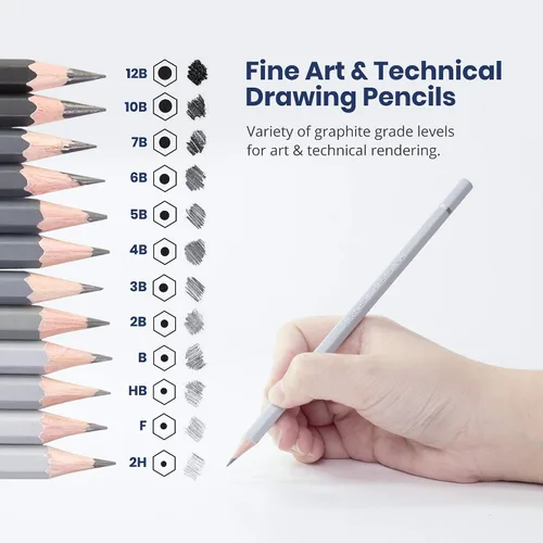 Miniatura 4 de Pacific Arc Lápices de dibujo de grafito prémium para artistas, paquete suave, lápices profesionales para dibujar, dibujar, bosquejar y sombrear
