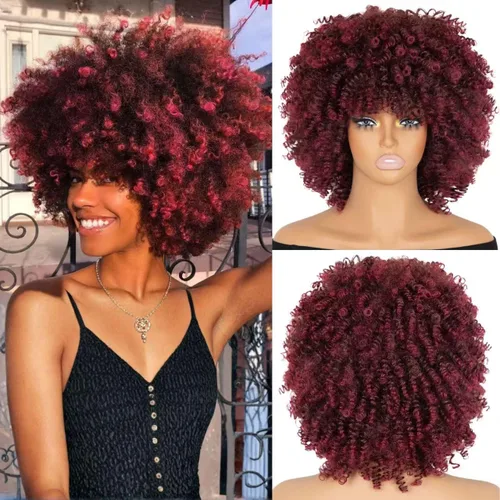Miniatura 24 de Pelucas Afro para Mujeres Negras Pelucas Afro Rizadas de los 70s Suaves de Aspecto Natural Esponjosas y Saltarinas Pelucas Afro Negras Cabello
