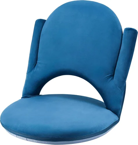 Miniatura 8 de Nnewvante Silla de Piso con Respaldo Ajustable Silla Plegable de Meditación Tela Similar a Gamuza Reclinable Acolchado Multiángulo para Adultos Azul