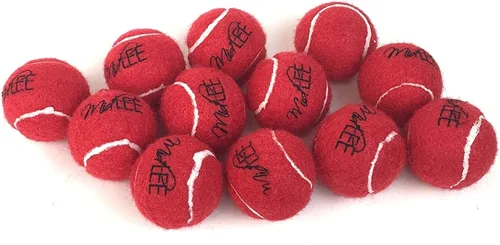 Midlee Mini pelotas de tenis para perros, color rojo, 1.5 pulgadas, paquete de 12 pelotas de tenis pequeñas para mascotas