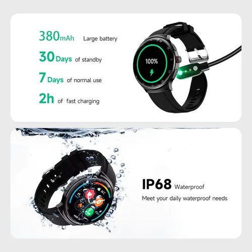 Miniatura 7 de Relojes inteligentes para hombres y mujeres, rastreador de actividad física, reloj inteligente AMOLED de 1.43 pulgadas con pantalla táctil para Negro