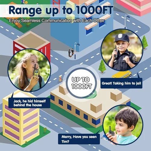 Miniatura 4 de QUOLIX Walkie Talkies para niños, paquete de 2 unidades, juguetes recargables para niños de 3 a 12 años, Walkie Talkie de largo alcance con 22