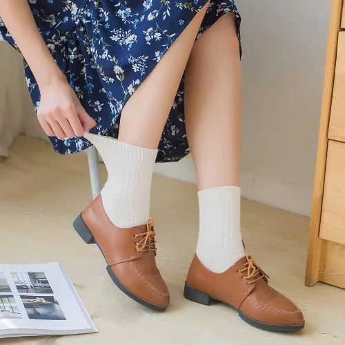 Miniatura 4 de Mcool Mary Calcetines altos para mujer, de punto casual, de algodón, cómodos, transpirables, frescos, para niñas, paquete de 6