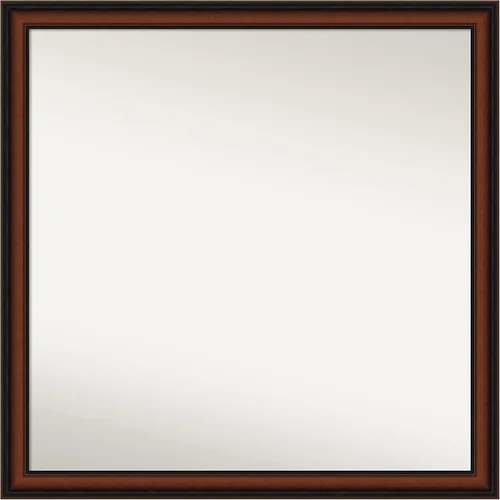 Miniatura 289 de Amanti Art Espejo de pared personalizado no biselado (24 x 27 pulgadas), marco estrecho de nogal chipre - varios tamaños personalizados - Espejo