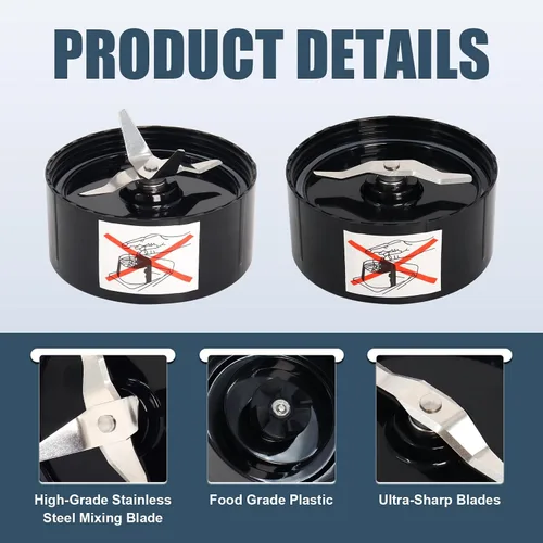 Miniatura 3 de Cuchillas batidoras de repuesto compatibles con Magic Bullet MB1001, juego de cuchillas de corte de doble cruz + planas, acero inoxidable