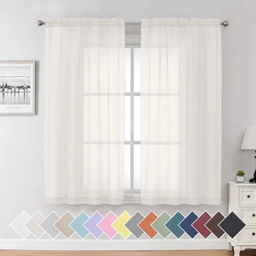 Miniatura 98 de Aiyufeng 2 paneles de cenefa transparente negra de 14 pulgadas de largo, cortinas cortas negras transparentes para dormitorio, cortinas de cocina
