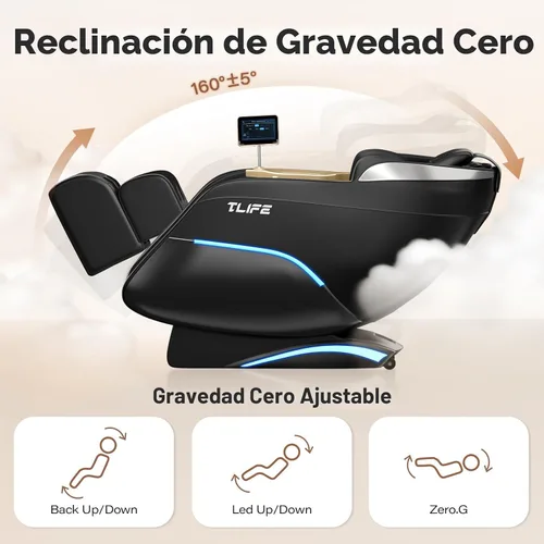 Miniatura 7 de TLIFE Silla de masaje de cuerpo completo, reclinable de gravedad cero de 160° con escaneo corporal, silla de masaje Shiatsu SL-Track de 50 pulgadas