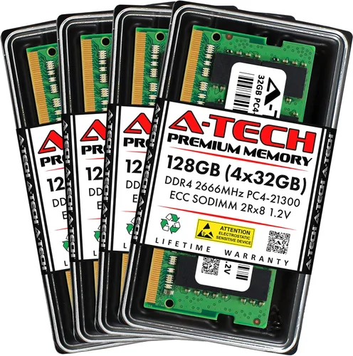 Miniatura 43 de A-Tech 4GB DDR4 2133MHz PC4-17000 ECC SODIMM 1Rx8 Rango único 1.2V 260-Pin Módulo de actualización de memoria RAM para Microserver, estación
