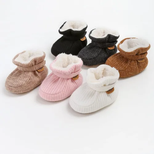 Miniatura 47 de Botines de forro polar para bebés, niños y niñas, pantuflas antideslizantes con agarre suave, zapatos de calcetín para recién nacidos, cuna