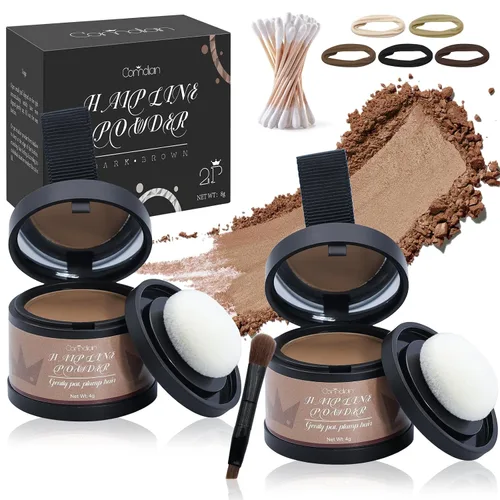 Miniatura 22 de Paquete de 2 polvos de línea capilar para mujeres y hombres, se utiliza para retoques de raíces, color de cabello, adelgazamiento y cobertura