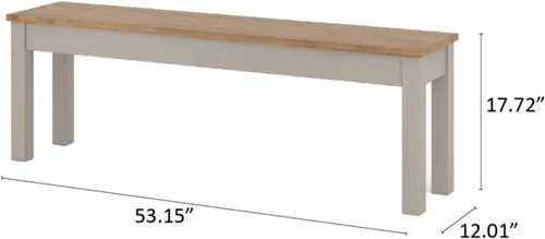 Miniatura 3 de Furniture Dash - Banco de madera - Banco de entrada - Banco de comedor - 53.15 pulgadas de ancho, 12.01 pulgadas de profundidad, 17.72 pulgadas