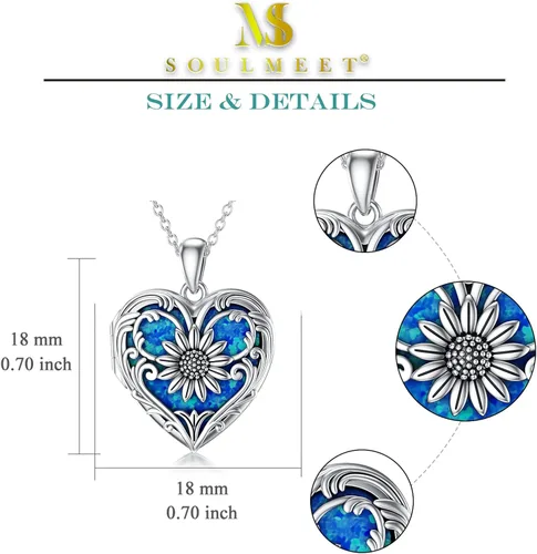Miniatura 5 de SOULMEET Collar con medallón de ópaloabalónconcha de perlamalaquita en forma de corazón de girasol collar que sostiene fotos foto You are My