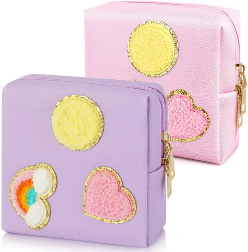 Miniatura 12 de Paquete de 2 bolsas para el período, bolsa de almacenamiento de servilletas sanitarias de piel sintética para almohadillas femeninas, forros, Style 6