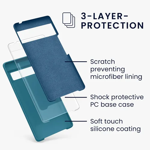 Miniatura 599 de kwmobile Funda Compatible con Google Pixel 6 Pro - Funda de teléfono de silicona TPU con acabado suave - Azul Arrecife