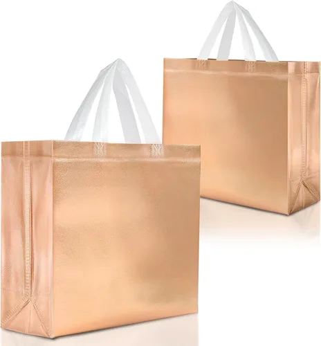 Miniatura 12 de Nush Nush Bolsas de regalo negras y doradas de tamaño mediano, juego de 12 bolsas de regalo reutilizables con asa