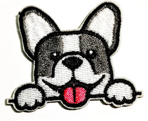 Miniatura 2 de Rareeasy Parche de dibujos animados para cachorros, parches de bulldog francés, apliques bordados para coser, símbolo, ropa, jeans, sombreros