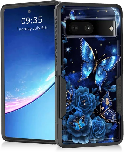 Miniatura 84 de Funda para Pixel 7a, resistente de doble capa híbrida de policarbonato duro de goma suave a prueba de golpes para Google Pixel 7A 6.1 pulgadas