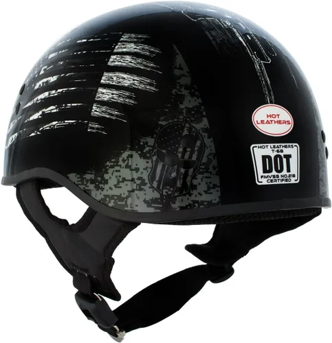 Miniatura 7 de Hot Leathers HLD1043 - Casco de calavera con diseño de calavera DOT Avanzado en blanco y negro brillante