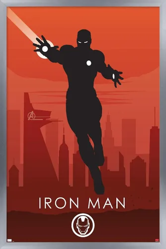 Miniatura 10 de Trends International Marvel Heroic Silhouette - Póster de pared de Iron Man, 14.725 x 22.375 pulgadas, versión enmarcada de madera de granero