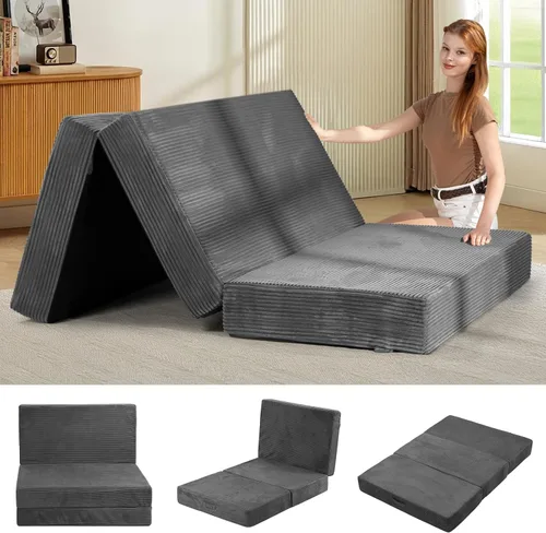 Miniatura 15 de Colchón de tres pliegues de 6 pulgadas, tamaño individual, sofá cama plegable con funda extraíble lavable, colchón plegable de espuma de alta
